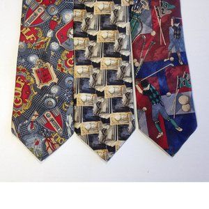 Lot of 3 Golf Ties - Silk, Polyester - Various Brands - Golfer, Golfing